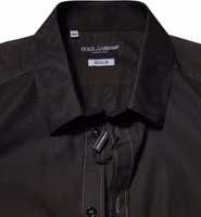 Black Cotton Jacquard GOLD Collar Dress Shirt 4