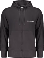 Black Cotton Men Sweater with Hood and Central Pockets 1