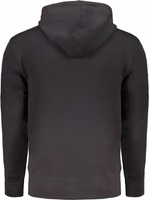 Black Cotton Men Sweater with Hood and Central Pockets 2