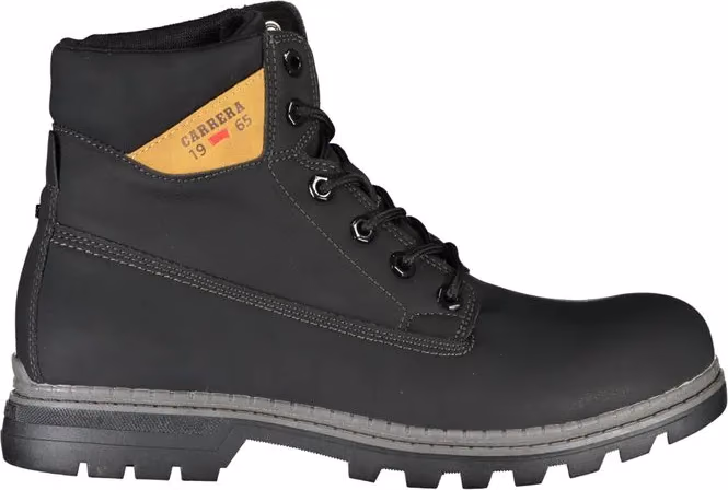 Black Polyurethane Men Ankle Boot