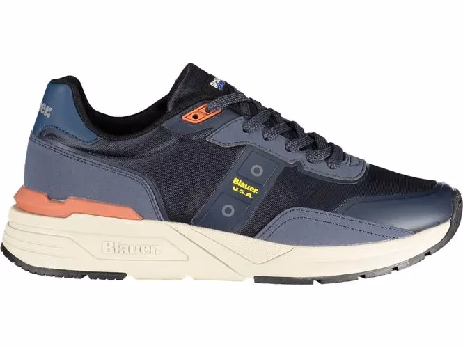 Blue Polyurethane Men Sneaker