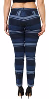 Blue Striped Cotton Stretch Denim Jeans 3