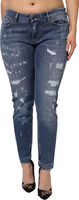 Blue Tattered Cotton Low Waist Denim Jeans 1