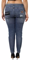 Blue Tattered Cotton Low Waist Denim Jeans 3