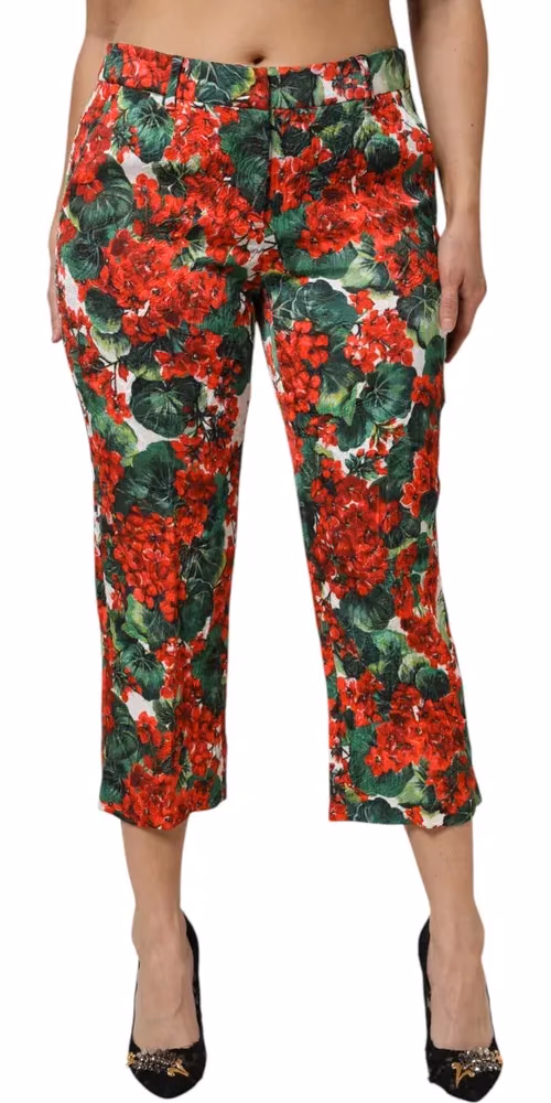 Multicolor Floral Print Cropped Pants