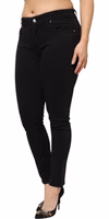 Black Cotton Mid Waist Denim Jeans 2
