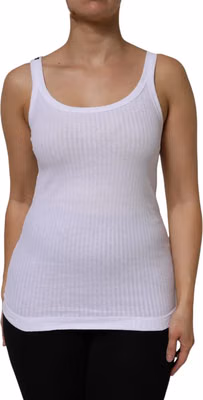White Cotton Round Neck Sleeveless Tank Top