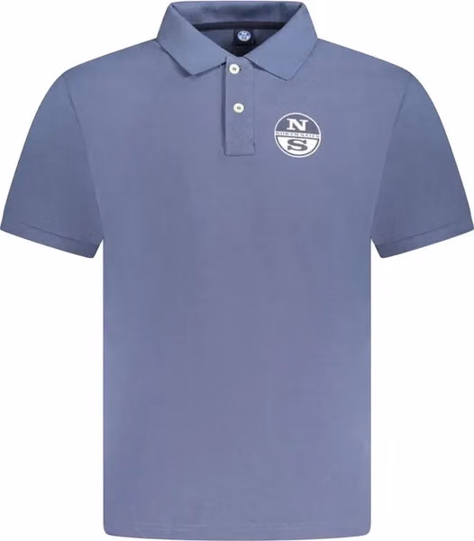 Blue Cotton Men Polo