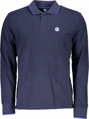 Blue Cotton Men Polo Shirt