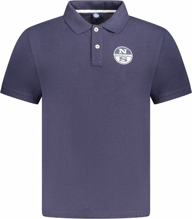 Blue Cotton Men Polo