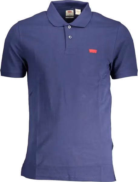 Blue Cotton Men Polo
