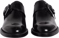 Black Leather Monk Strap Derby Formal Shoes 1