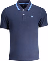 Blue Cotton Men Polo Shirt 1
