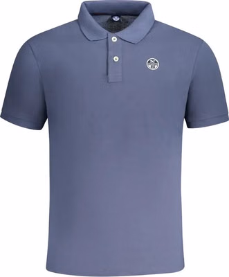 Blue Cotton Men Polo Shirt