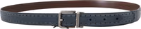 Blue Perforated Leather Gray Buckle Belt 4