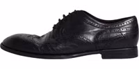 Dark Blue Leather Derby Wingtip Formal Shoes 1