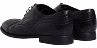 Dark Blue Leather Derby Wingtip Formal Shoes 4