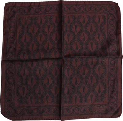 Maroon Black Printed Square Men Foulard Scarf
