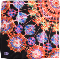 Black Multicolor Print Square Foulard Scarf 1