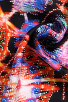 Black Multicolor Print Square Foulard Scarf 3