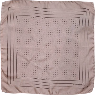 Beige Dotted Silk Square Men Foulard Scarf