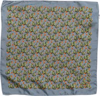 Gray Green Cactus Print Square Foulard Scarf 2