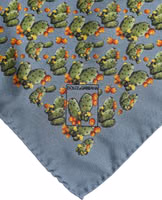 Gray Green Cactus Print Square Foulard Scarf 3