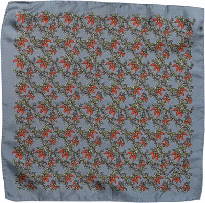Gray Chilis Silk Square Men Foulard Scarf