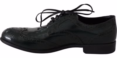 Green Leather Broque Oxford Wingtip Shoes
