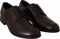 Brown Leather Broques Oxford Wingtip Shoes 2