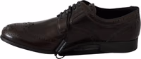 Brown Leather Broques Oxford Wingtip Shoes 5