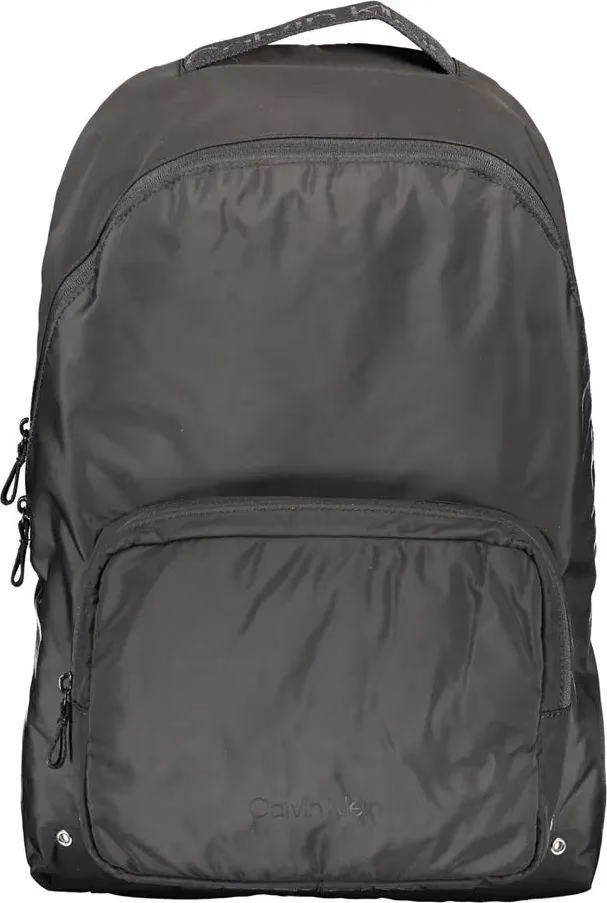 Black Recycled Polyester Men Backpack