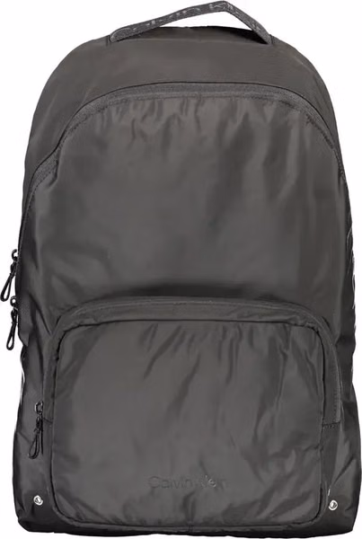 Black Recycled Polyester Men Backpack