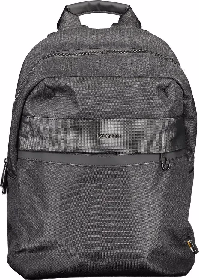Black Polyester Men Backpack