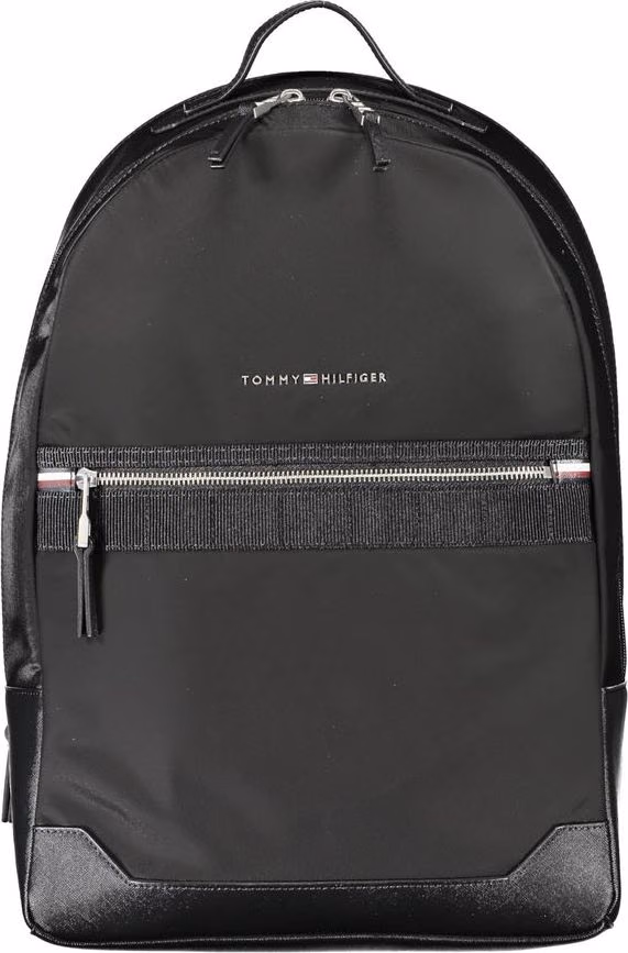 Black Polyester Men Backpack