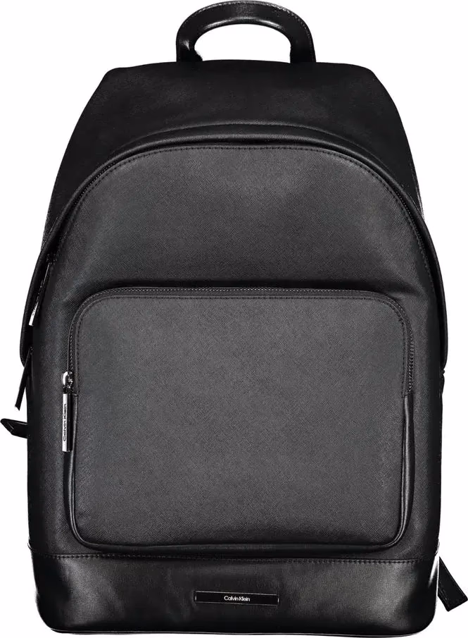 Black Polyester Men Backpack