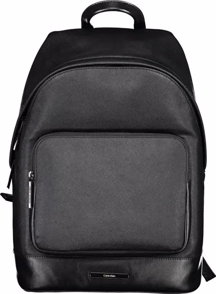 Black Polyester Men Backpack