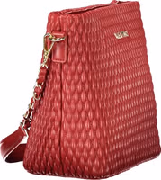 حقيبة نسائية حمراء من البولي يوريثان مع حزام كتف قابل للإزالة 3