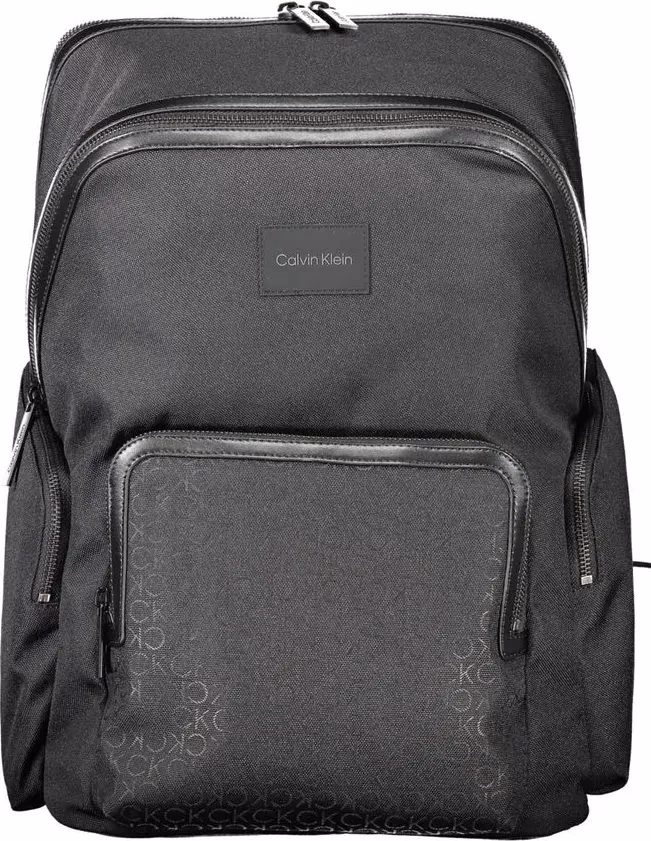 Black Polyester Men's Backpack