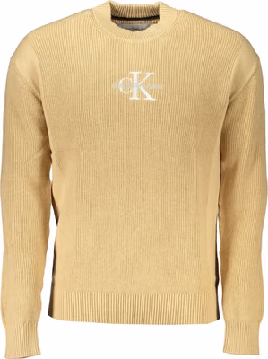 Beige Cotton Men Sweater