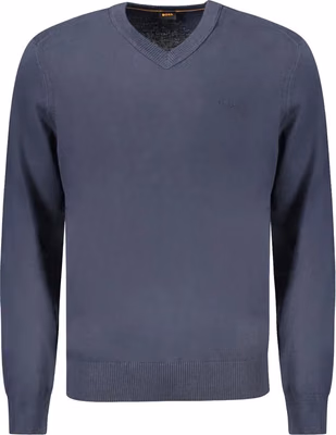 Blue Cotton Men's Long-Sleeved T-Shirt