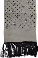Gray Skulls Silk Fringes Men Foulard Scarf 2