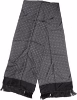 Black Patterned Fringes Men Foulard Scarf 1