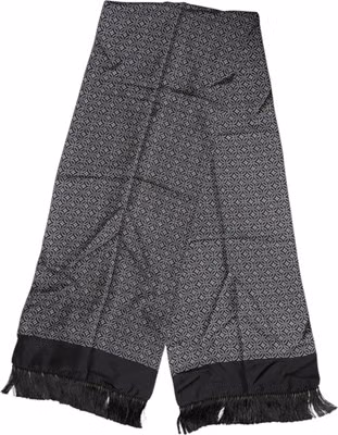 Black Patterned Fringes Men Foulard Scarf
