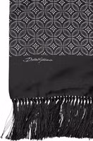 Black Patterned Fringes Men Foulard Scarf 2