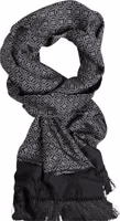 Black Patterned Fringes Men Foulard Scarf 4