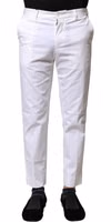 White Cotton Straight Logo Men Pants 1