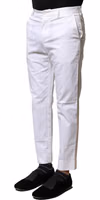 White Cotton Straight Logo Men Pants 2