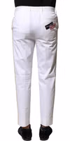 White Cotton Straight Logo Men Pants 3
