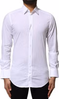 White Cotton GOLD Long Sleeves Dress Shirt 1